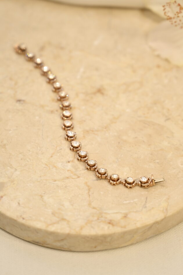 Polki & Diamond Rose Gold Tennis  Bracelet