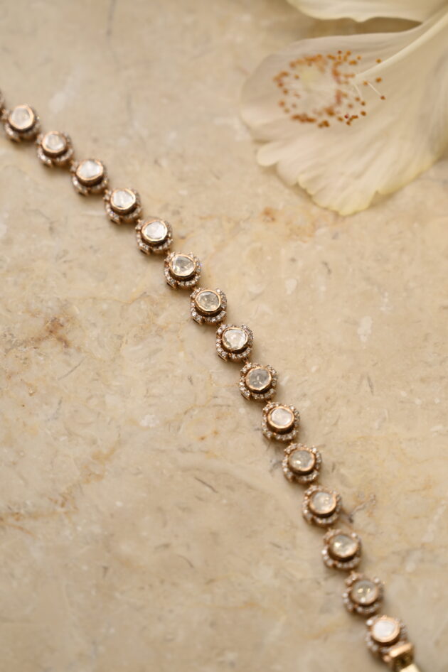 Polki & Diamond Rose Gold Tennis  Bracelet - Image 3