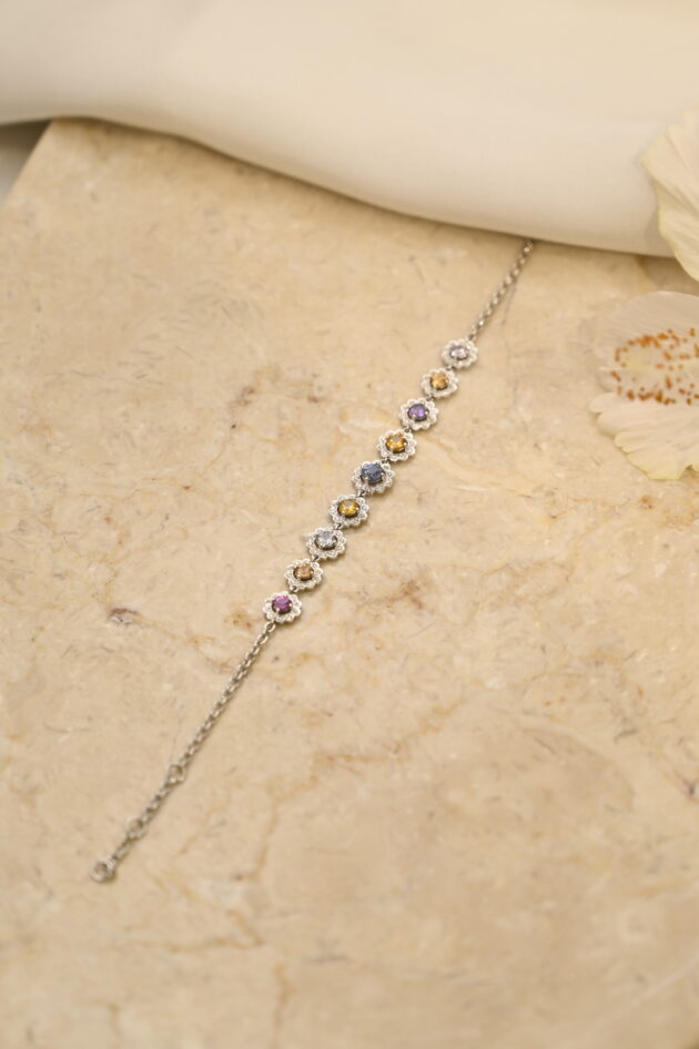 Multi Sapphire & Diamond Tennis Bracelet - Image 2
