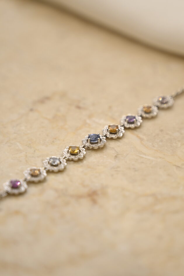 Multi Sapphire & Diamond Tennis Bracelet - Image 3