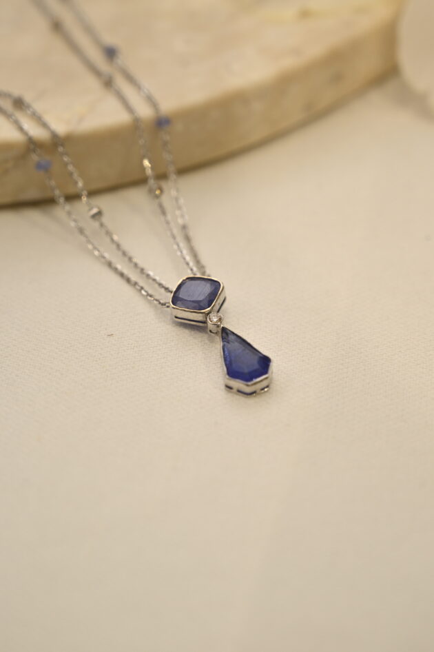 Tanzanite & Diamond Pendant Chain