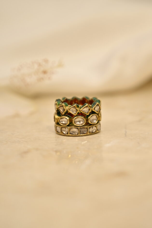 Stackable Polki Jadau Antique Band Ring